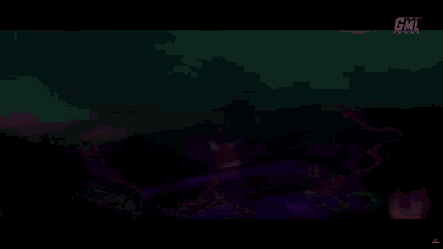 an animated image of a city with gmc written on the bottom