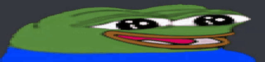 a cartoon frog with big eyes and a pink tongue is smiling .