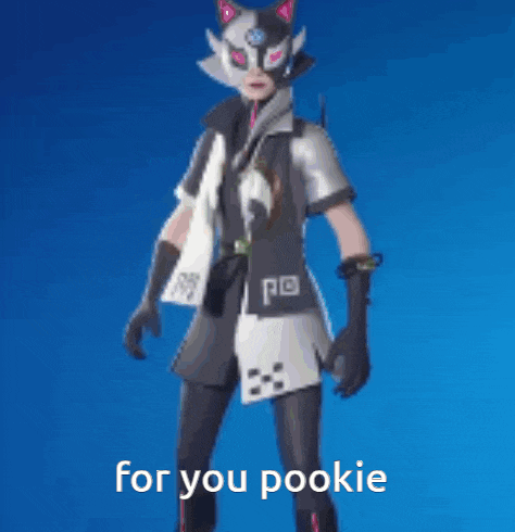 a video game character is holding a rose and says for you pookie .
