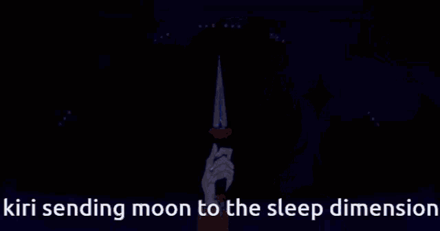 a cartoon drawing of a person sending a moon to the sleep dimension