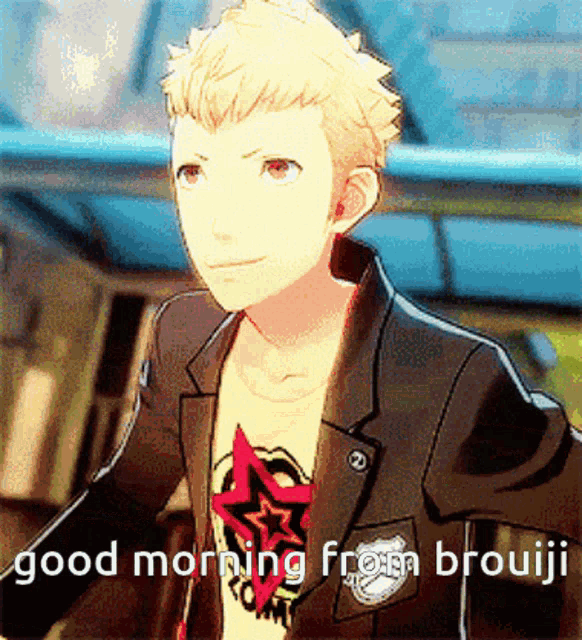 a video game character says good morning from broujiji