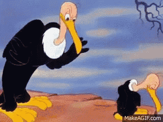 a cartoon vulture is standing next to another vulture