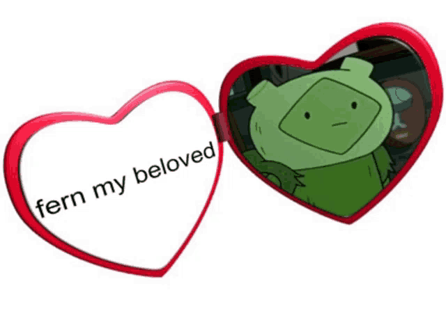 fern my beloved written on a heart shaped mirror