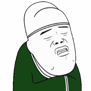 a cartoon of a man wearing a green jacket and making a funny face with his mouth open .