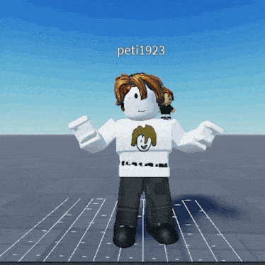 a cartoon character with the name peti 1923 on the top of his head