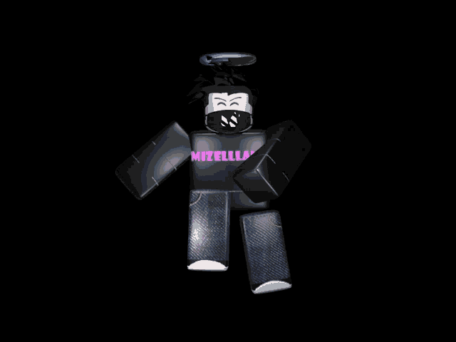 a roblox character is wearing a black shirt that says valleyland
