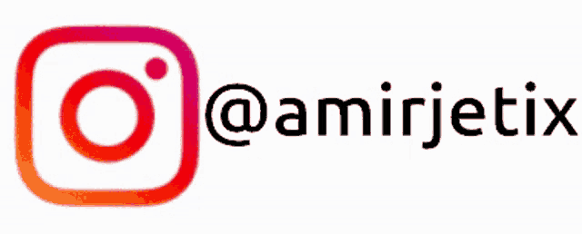 a logo for @amirjetix on a pink and orange background