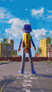 a cartoon character with a backpack that says ' mad max '