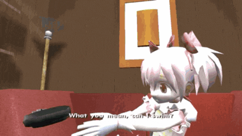 a girl in a video game says what you mean can n't swim