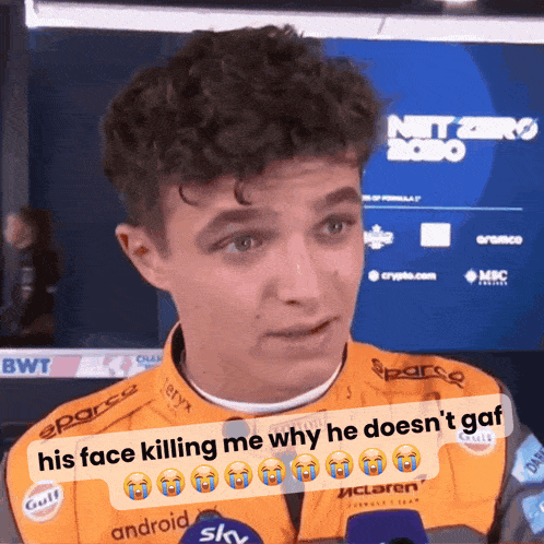 a picture of a race car driver with the caption his face killing me why he doesn 't gaf