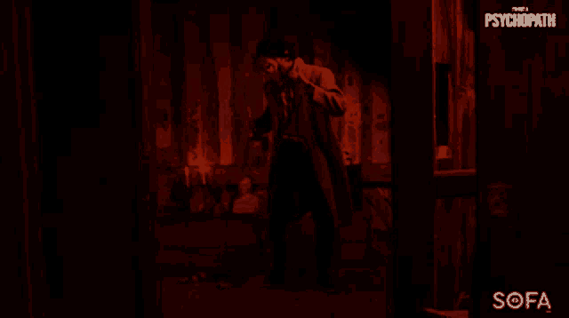 a poster for the movie psychopath shows a man in a white coat
