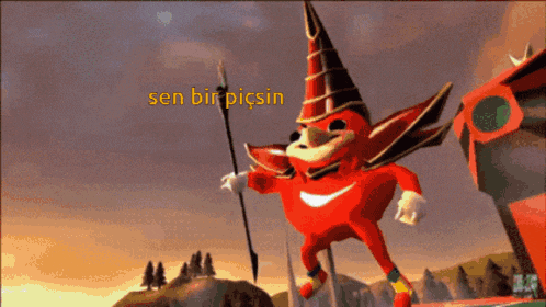 a cartoon character with the words sen bir picsin on the top