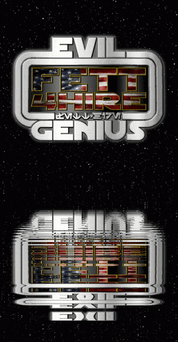 a poster for evil empire genius with a starry background