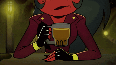 a cartoon character is holding a mug that says 000