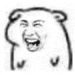 a black and white drawing of a teddy bear with its mouth open .