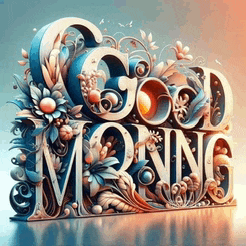 a 3d rendering of the words good morning surrounded by flowers and leaves