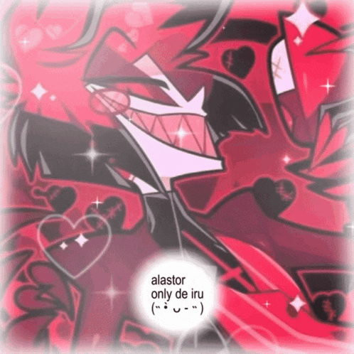 a cartoon character with the words alastor only de iry at the bottom