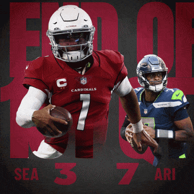 an advertisement for the cardinals and seahawks football players