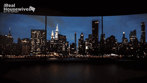 a screen that says new york city with a city in the background
