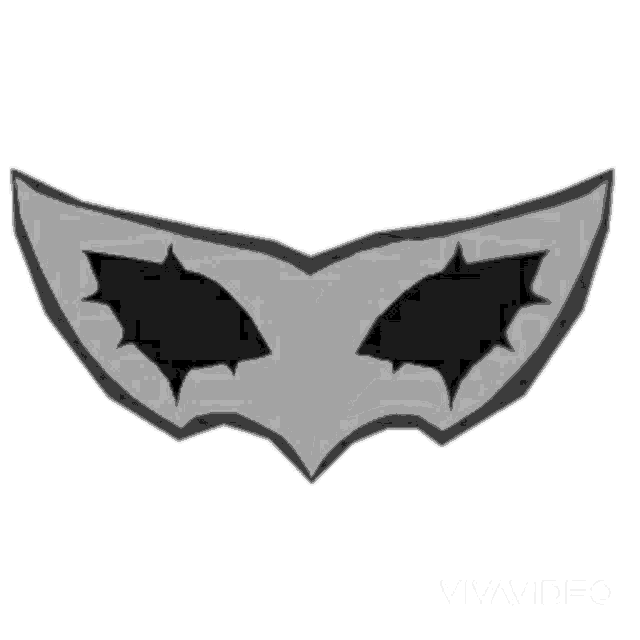 a black and white drawing of a mask with bats on it