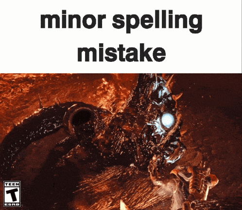 a video game with the words minor spelling mistake on the bottom