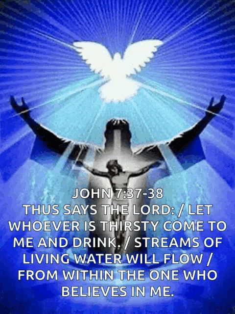a picture of jesus on the cross with a dove and a bible verse