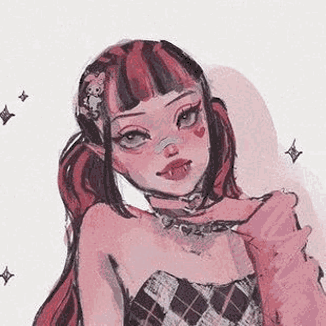draculaura from monster high is wearing a plaid dress and gloves .