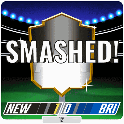 a sign that says smashed with a shield in the middle