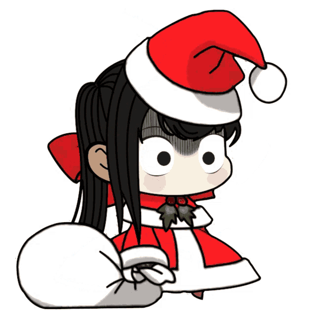 a drawing of a girl wearing a santa hat and scarf