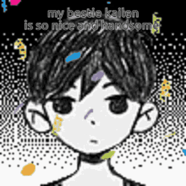 a black and white drawing of a boy with a choker around his neck .