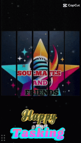 a colorful star with the words soulmates and friends happy tasking