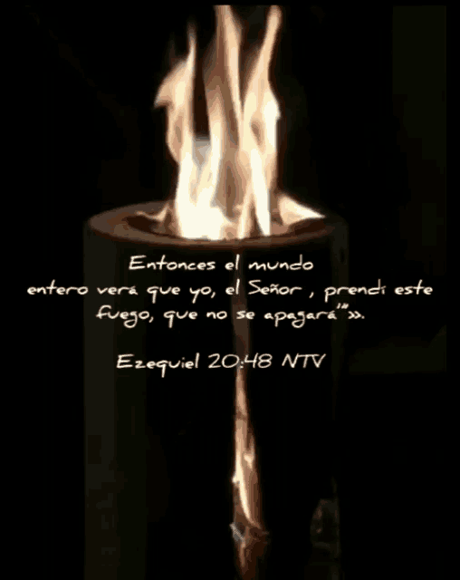 a picture of a burning torch with a quote from ezequiel
