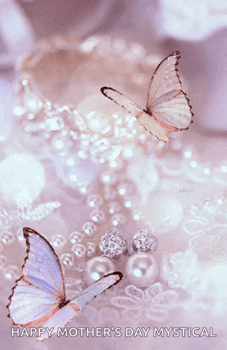 a happy mother 's day mystical greeting card with butterflies