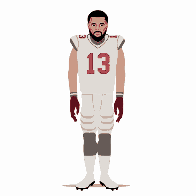 a cartoon drawing of a football player with the number 13 on his jersey