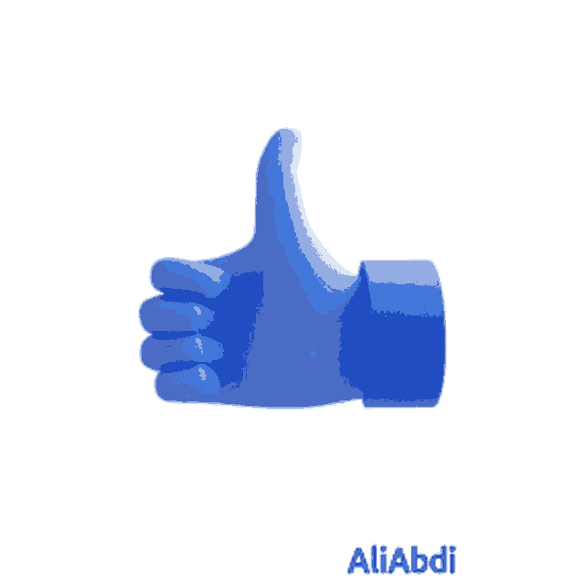 a blue hand giving a thumbs up with cliply aliabdi in the corner