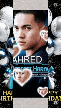 a birthday card with a picture of a man named ahred