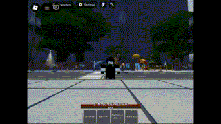 a screenshot of a video game with a person in a black and white outfit standing on a sidewalk .