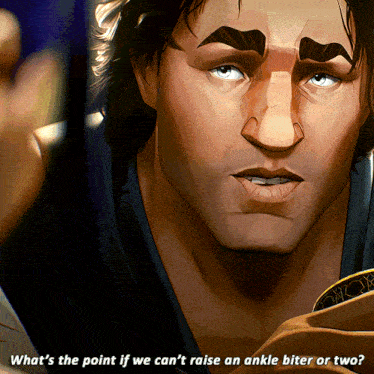 a cartoon of a man asking what 's the point if we can 't raise an ankle biter
