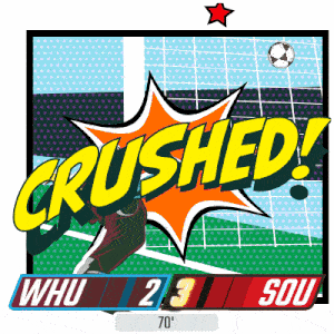 a comic book illustration of a soccer game with the words crushed
