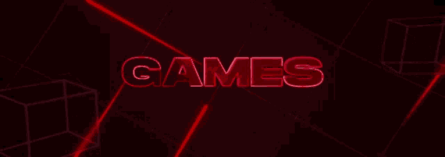 the word games is displayed in red on a dark background
