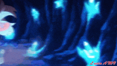 a drawing of a person in a dark room with the name lucia written on the bottom