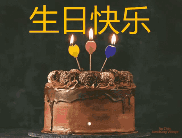 a picture of a birthday cake with chinese writing