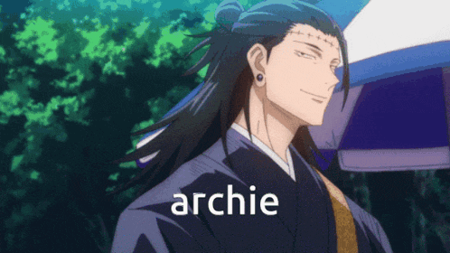 a man with long hair and the name archie on the bottom right
