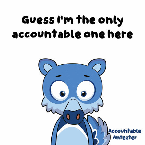 a cartoon of a wolf with the words guess i 'm the only accountable one here below it