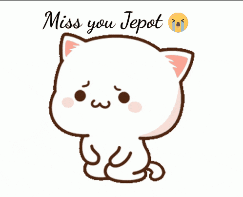 a cartoon of a cat with the words miss you jepot written above it