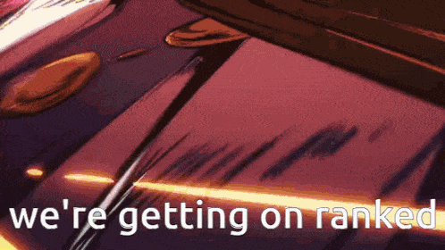 a purple background with the words we 're getting on ranked written in white letters