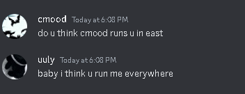 a screenshot of a discord conversation between two people