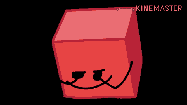 a red cube with a smile on its face
