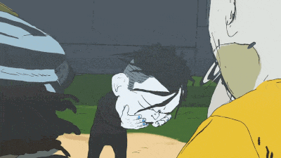 a cartoon drawing of a man covering his face