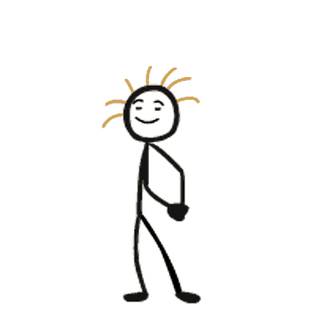 a stick figure with orange hair is laughing with his mouth wide open .